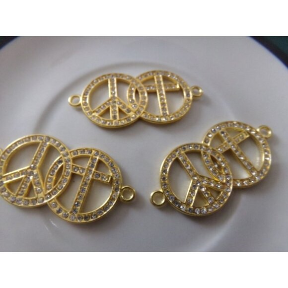 Clear Rhinestone Peace Sign & Cross Connector Set - Picture 1 of 2